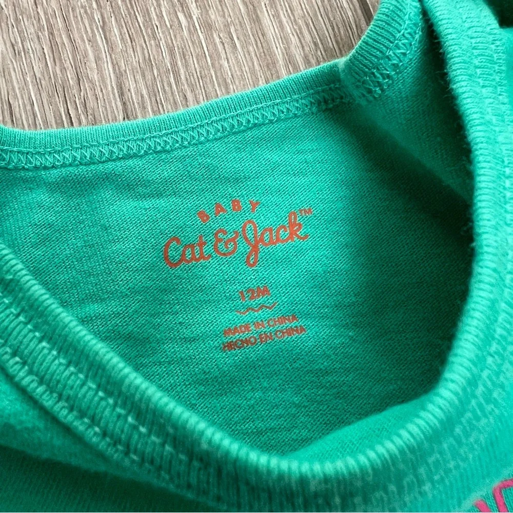 CAT AND JACK SHORT SLEEVE BODYSUIT DADA GREEN 12MO